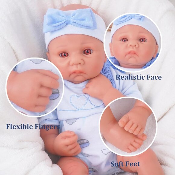 16.14 in Full Silicone nude Reborn Baby Dolls BOY Lifelike Newborn Dolls Baby - Picture 3 of 7